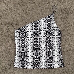 Express Snakeskin One-Shoulder Tank Top